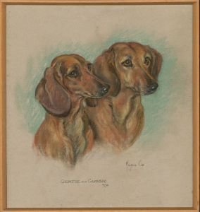 Marjorie Cox (1915-2003) - Framed 1972 Pastel, Gertie and Gussie