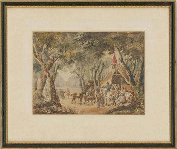 Framed Late 19th Century Watercolour - Figures in a Woodland