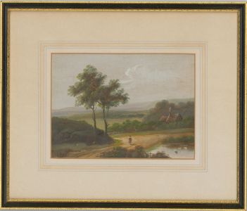 C. Morris - Framed Late 19th Century Gouache, Figure on a Path