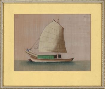 Framed Late 19th Century Gouache - Chinese Junk III