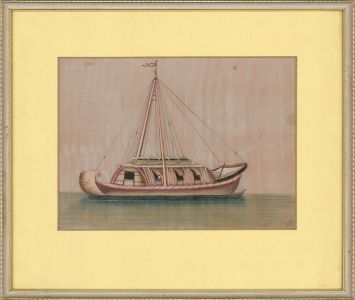 Framed Late 19th Century Gouache - Chinese River Boat