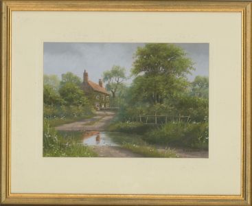 Tom Leighton - Signed & Framed Contemporary Pastel, Countryside Cottage Study