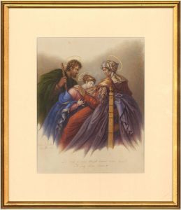 Charles de Chatillon (1777-1844) - Fine 1831 Watercolour, St Anne with Visitors