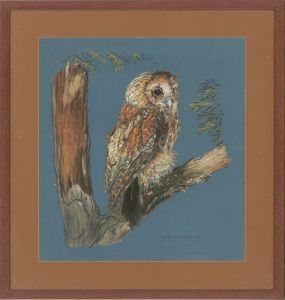 Stephen Paul Plant - 1986 Pastel, Study of an Owl