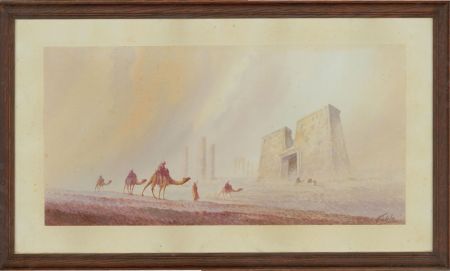 Otto Tilche (1821-1894) - Late 19th Century Watercolour, Egyptian Desert Ruins