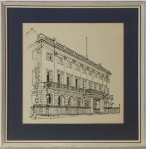 Richard Downer - Signed 20th Century Pen and Ink Drawing, Royal Bank of Scotland