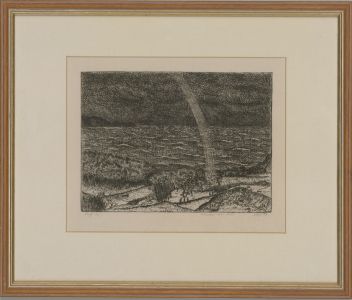 Stephen Powlesland - Framed 1993 Etching, Rainbow over Mull