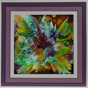 P. Leake - Framed Contemporary Watercolour, Abstract Marbling