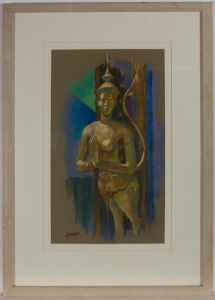 Ken Symonds (1927-2010) - Signed & Framed 20th Century Pastel, Bird Woman I