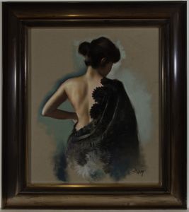 Domingo Alvarez Gomez (b.1942) - Signed Contemporary Pastel, Nude with Shawl