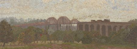 Malcolm J. Hitchcock RWA (1929-1998) - 20th C. Oil, The Severn Railway Bridge