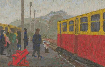 Malcolm J. Hitchcock RWA (1929-1998) - Signed 1989 Oil, La Gare, Mont Louis