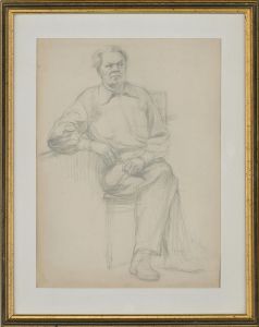 Valentin V. Sizikov (b.1918) - 20th Century Graphite Drawing, Seated Male Figure