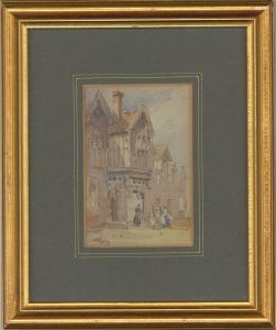 W.J - Framed 1873 Watercolour, The Manor House