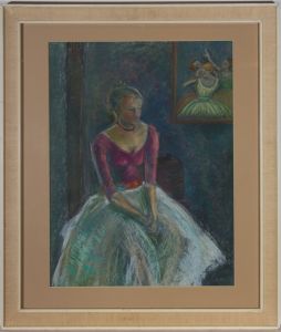 Framed 20th Century Pastel - Portrait of a Ballerina in a Vibrant Interior
