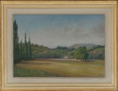 Framed 20th Century Pastel - Provençal Landscape