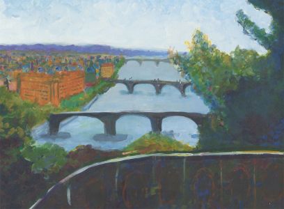 Edith Birkin (1927-2018) - 20th Century Oil, Three Bridges, River Vltava Prague