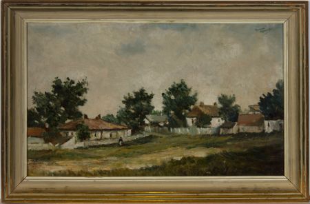 Franco Matania (1922-2006) - Fine 20th Century Oil, Cottages by a Field