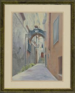 Pat Johnson - Framed Mid 20th Century Pastel, Side Street, Sorrento