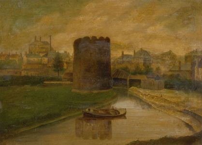 Late 19th Century Oil - Medieval Tower in a Landscape