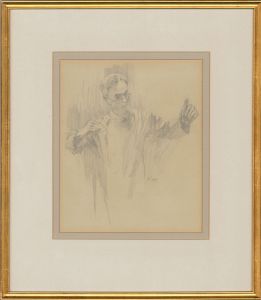 A.J. - Framed 1984 Graphite Drawing, Study of a Conductor