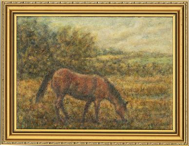 Henry E. Foster (1921-2010) - 1964 Oil, Horse Grazing by Lodge Pool