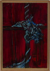 Margaret O. Hole (1919-2012) - 20th Century Oil, Cross on Red Background