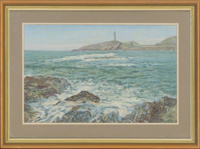 Henry E. Foster (1921-2010) - 20th Century Acrylic, Seascape with Lighthouse