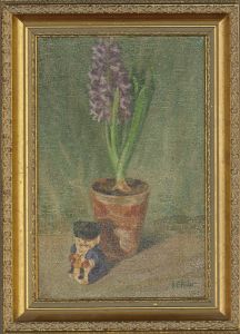 Henry E. Foster (1921-2010) - Framed 1969 Oil, Hyacinth with Toby Salt Cellar