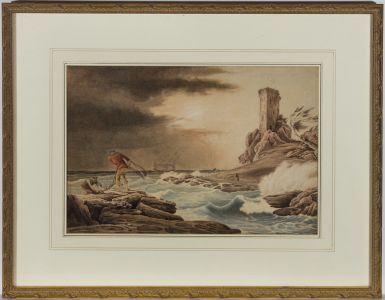 Ascribed to Julius Caesar Ibbetson - 17th Century Watercolour, Stormy Sea