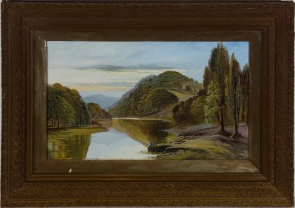 A.F.A - Framed 1898 Oil, Fishing on the Lake