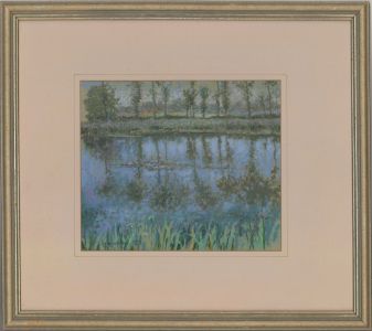 Sheila Goodman - Framed 1989 Pastel, Dusk, Normandy Lake