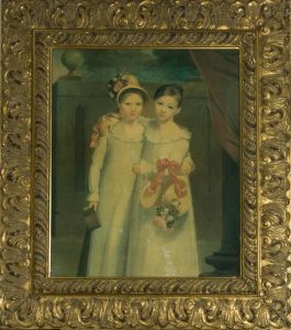 20th Century Lithograph - Twins In Bonnets