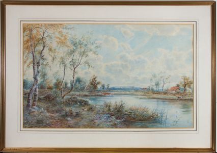 A. Honeywood Waller (fl.1884-1891) - Watercolour, Picturesque English River
