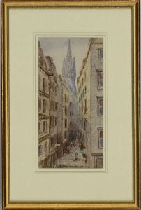 M.E.D. - Framed 1891 Watercolour, Saint-Malo, France