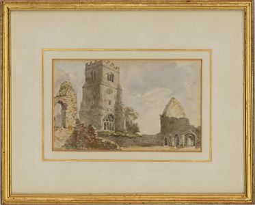 Attrib. S. Anthony - Framed 1848 Watercolour, Church Ruins, Charing, Kent