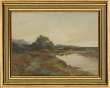 William Ashton (1853-1927) - 1896 Oil, Cattle in a River Landscape