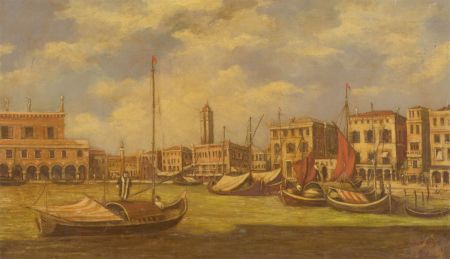 J. Bowen - Signed 1897 Oil, St Mark's from the Lagoon, Venice