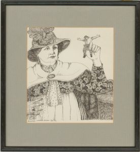 Jennifer Maskell Packer (1944-2016) - 1987 Pen Drawing, Gulliver's Travels