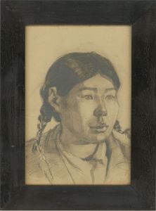 Anna Skismina (1910-1992) - Framed 1942 Graphite Drawing, Ukrainian Girl