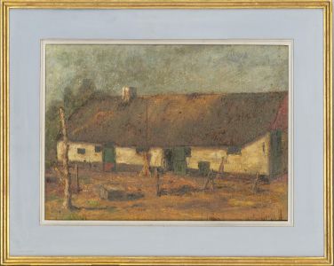 Framed 1948 Oil - Belgian Farmhouse