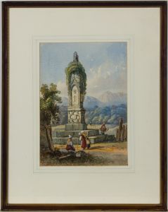 Attrib. William Henry Harriott (fl.1811 -1839) - Watercolour, Passing Villagers