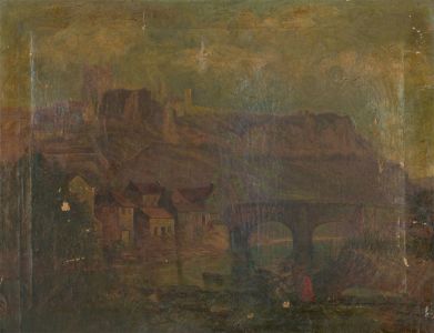For Restoration 19th Century Oil - Riverside City View