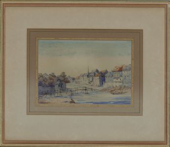 Mid 20th Century Watercolour - Town Winter Scene