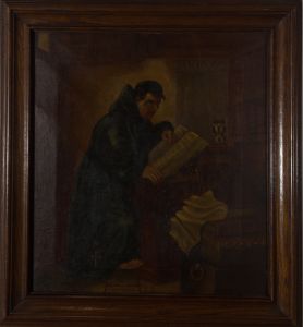 Mid 19th Century Oil - Young Monk, Reading