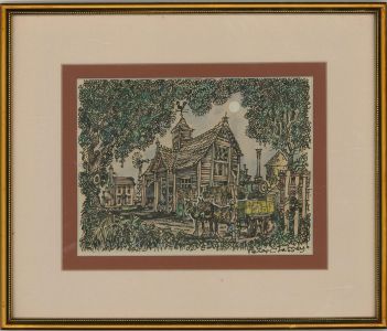 Peter Classey - 20th Century Pen and Ink Drawing, Summer at the Barn