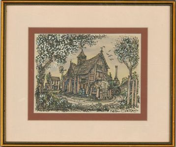 Peter Classey - 20th Century Pen and Ink Drawing, The Barn