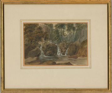 Framed C. 1820 Watercolour - Campsite view