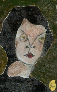 Ben Carrivick - Signed Contemporary Oil, Portrait with Green Background