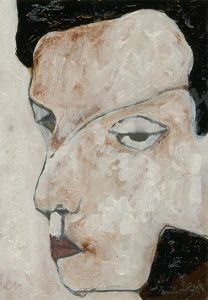 Ben Carrivick - Signed Contemporary Oil, Portrait in Black and White